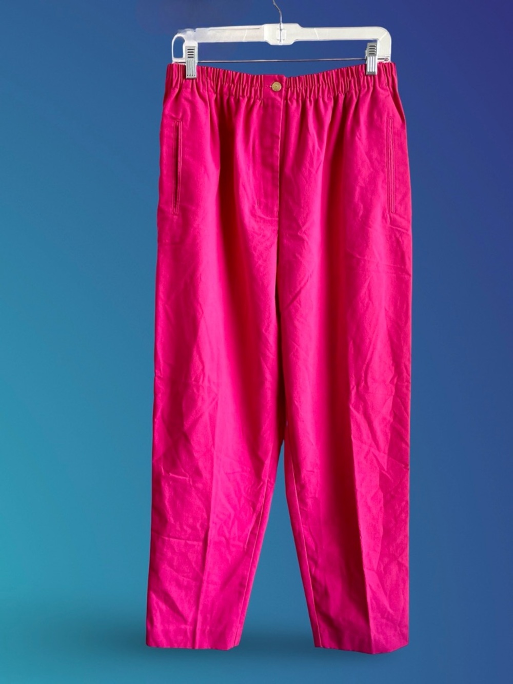 90’s Karen Scott Pink Zip Button Pull up Elastic Waist Pants with Pockets Sz12